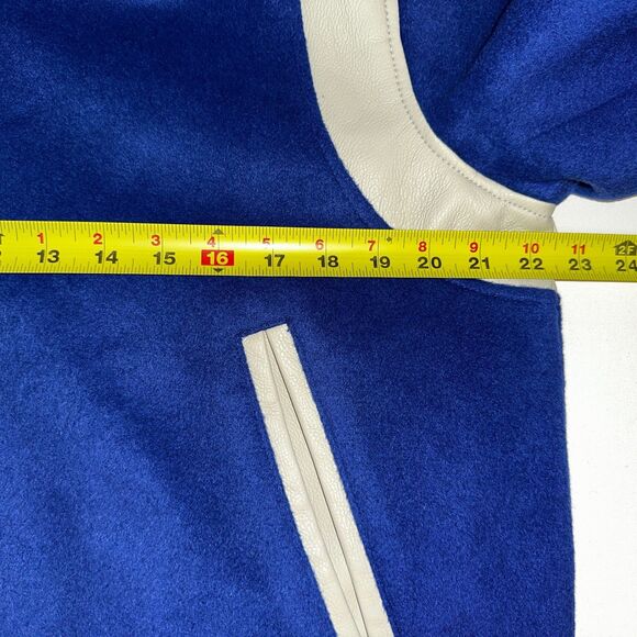 NWT HUDSON Mens Wool Varsity Bomber Jacket M Royal Blue Ivory Faux Leather $248 - Picture 7 of 13